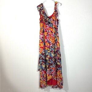 Lulu's Multicolor Asymmetrical Floral Dress XL